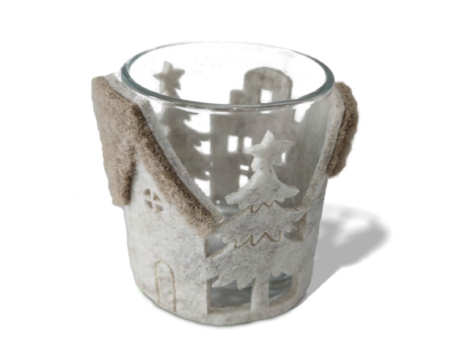 Glasteelichthalter mit Filzdeko