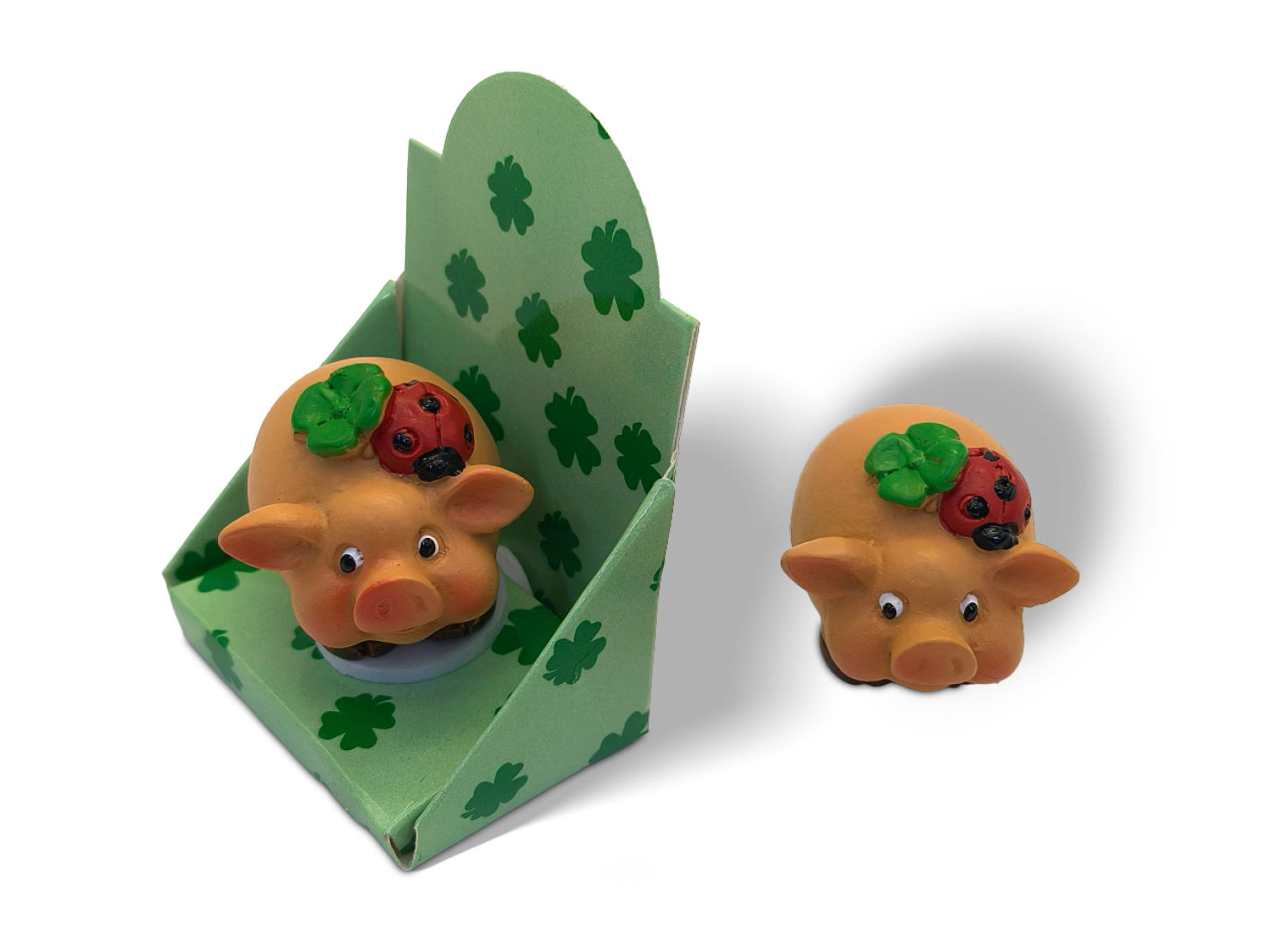 Glücksschweinchen mit Kleeblatt & Marienkäfer