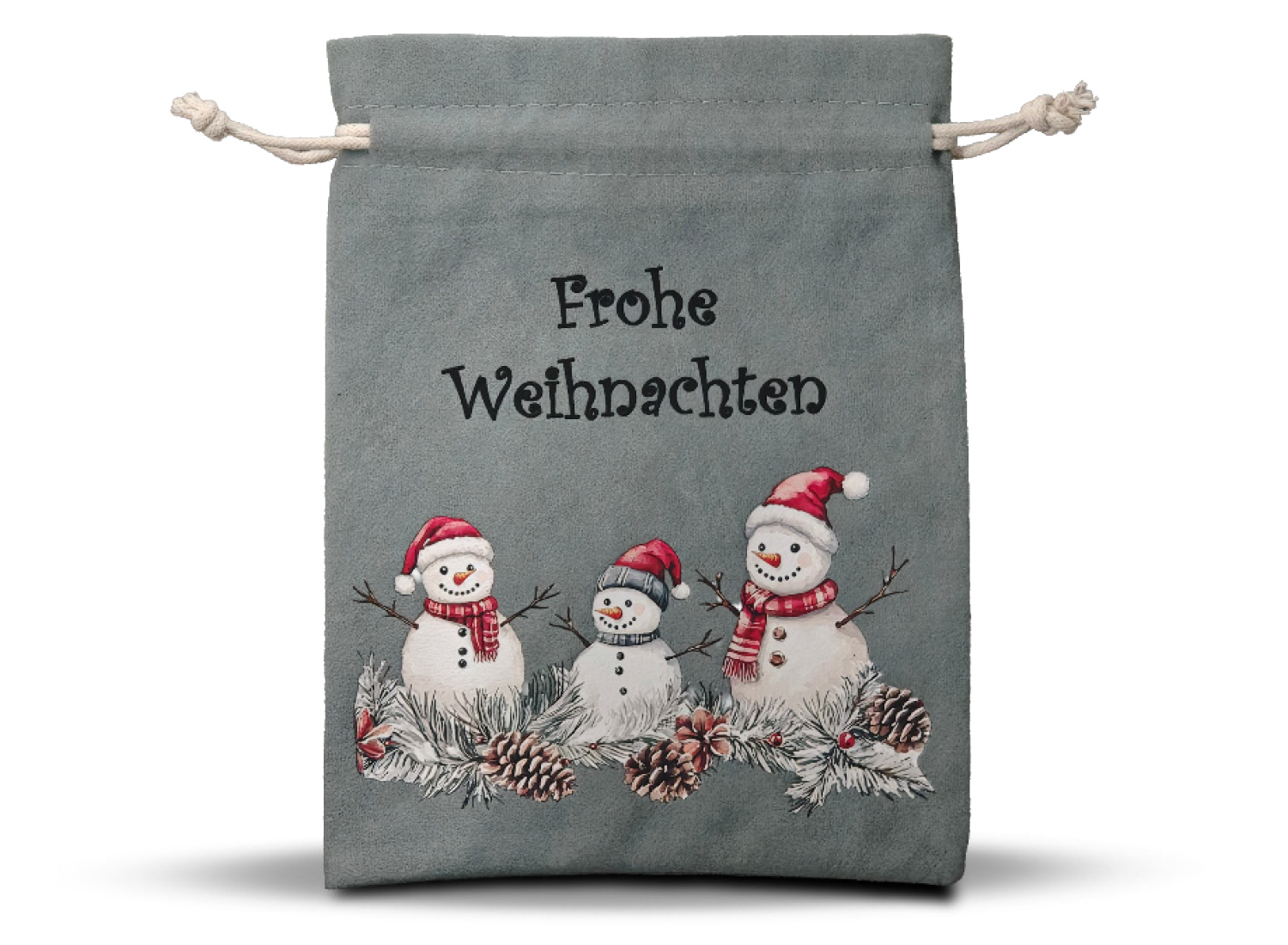 Stoffbeutel mit niedlichen Schneemännern