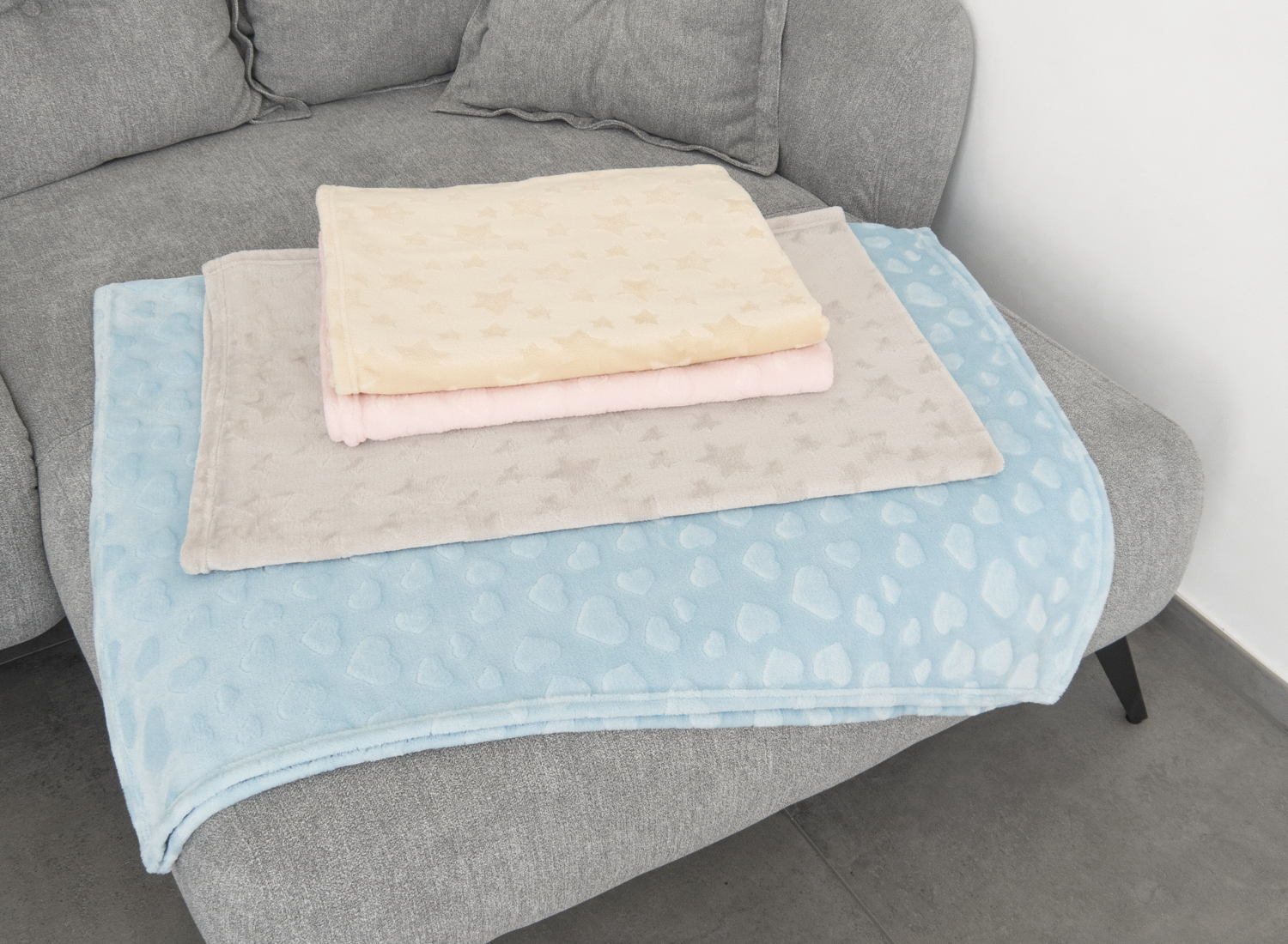 Kuscheldecke Flanell Herzen, Sterne
