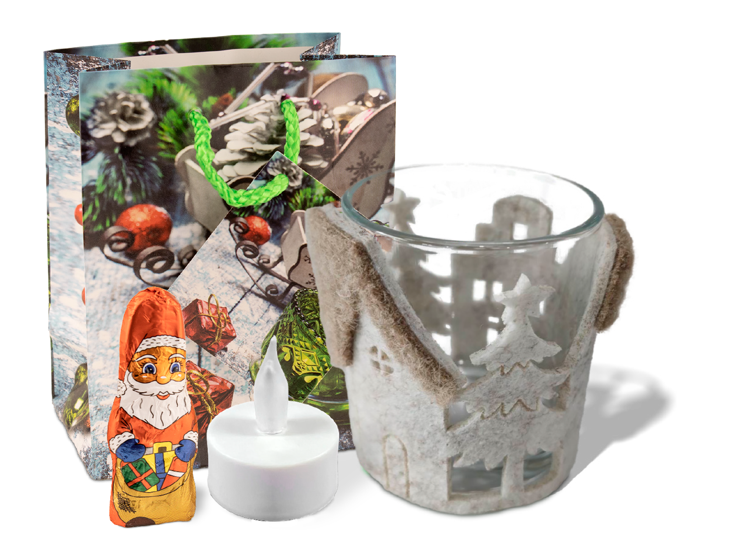 Glasteelichthalter mit Filz